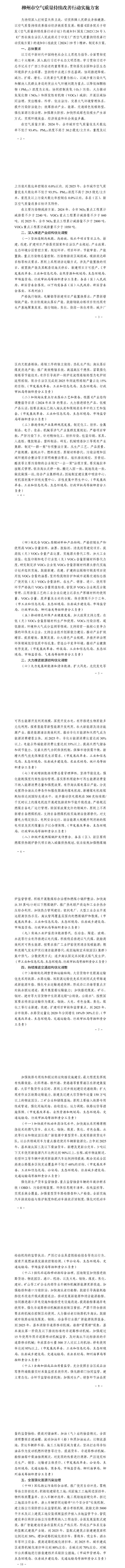 《柳州市空氣質(zhì)量持續(xù)改善行動實(shí)施方案》印發(fā)