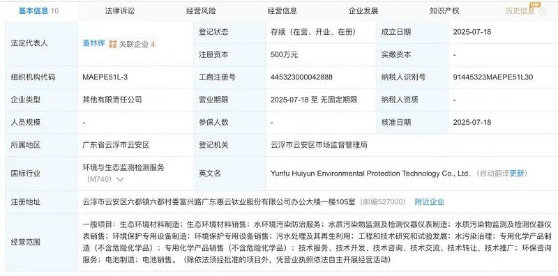 惠云鈦業(yè)等成立環(huán)?？萍夹鹿? /></div>
<div style=